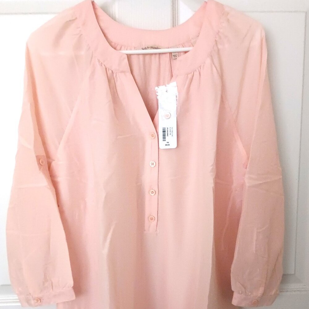 Peachy pink Soft Surroundings Top, XLP, 3/4 sleeves